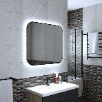 Зеркало Bau Black Rand 80х70, с LED фоновой подсветкой, бесконтактным сенсором, черной окантовкой, фото3