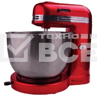 Миксер с чашей Kelli KL-5071 220-240 В, 50/60 Гц, 500 Вт 5 скоростных режимов Съемные насадки Насадка для замешивания теста Венчики для взбивания Съемная металлическая чаша: 3,5 л. Рычаг для смещения чаши Кнопка для наклона блока