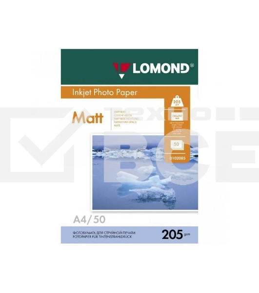 Фотобумага Lomond 0102124 A4/205г/м2/25л./белый матовое для струйной печати