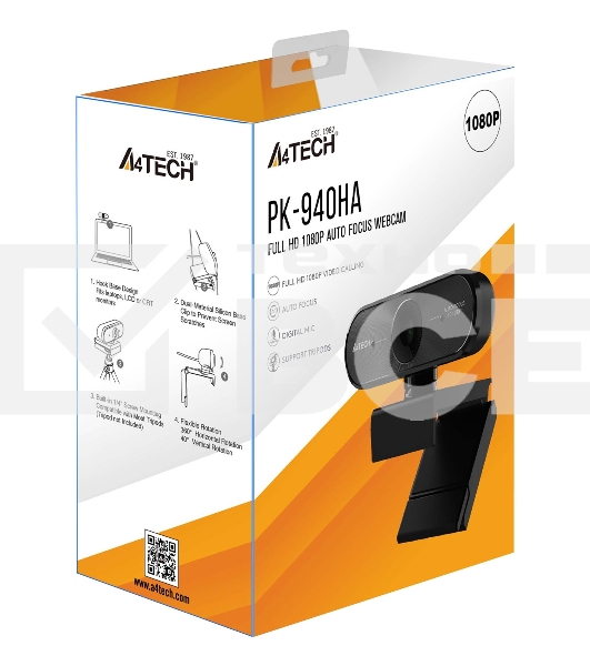 Камера Web A4Tech PK-940HA черный 2Mpix (1920x1080) USB2.0 с микрофоном