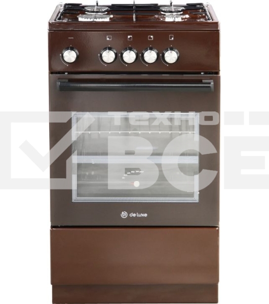 Плита газовая De Luxe 5040.48Г (Щ) 014 коричневый, конфорок 4 шт, духовка 46 л, 50 см x 85 см x 50 см
