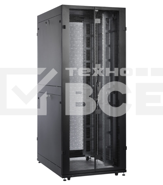 Шкаф серверный ПРОФ напольный 42U (800x1000) дверь перфор., задние двойные перфор., черный, в сборе