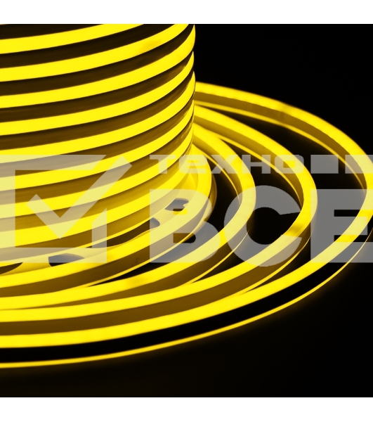 Гибкий неон SMD 8х16 мм, двухсторонний, желтый, 120 LED/м, бухта 100 м (с комплектом подключения)