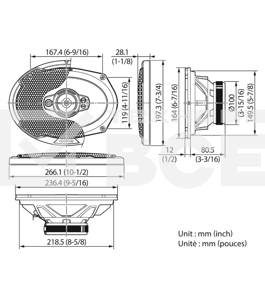 Колонки автомобильные Kenwood KFC-PS6996 650Вт 88дБ 4Ом 15x23см (6x9дюйм) (ком.:2кол.) коаксиальные пятиполосные