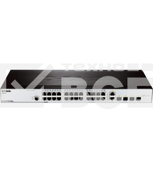 Управляемый коммутатор 2 уровня D-Link DES-3200-28/C1A с 24 портами 10/100BASE-T + 2 комбо-портами 1000Base-T/SFP