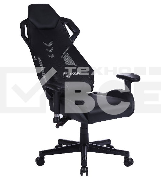 Кресло игровое Cactus CS-CHR-090BL черный, сиденье черный, эко.кожа, крестовина пластик, пластик черный