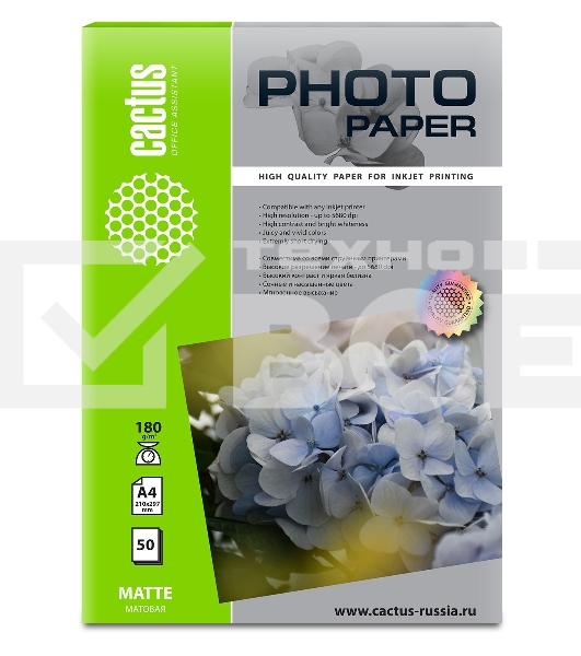Фотобумага Cactus CS-MA418050 A4/180г/м2/50л./белый матовое для струйной печати