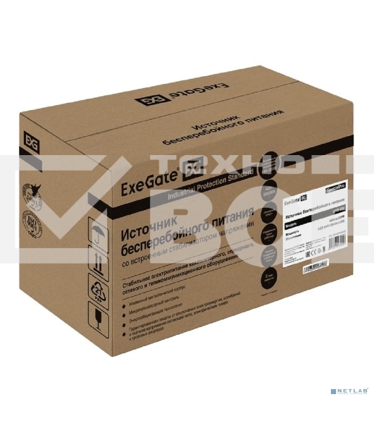 Источник бесперебойного питания ExeGate EX292764RUS SpecialPro UNB-600.LED.AVR.2SH.RJ.USB <600VA/360W, LED, AVR, 2*Schuko, RJ45/11, USB, Black>