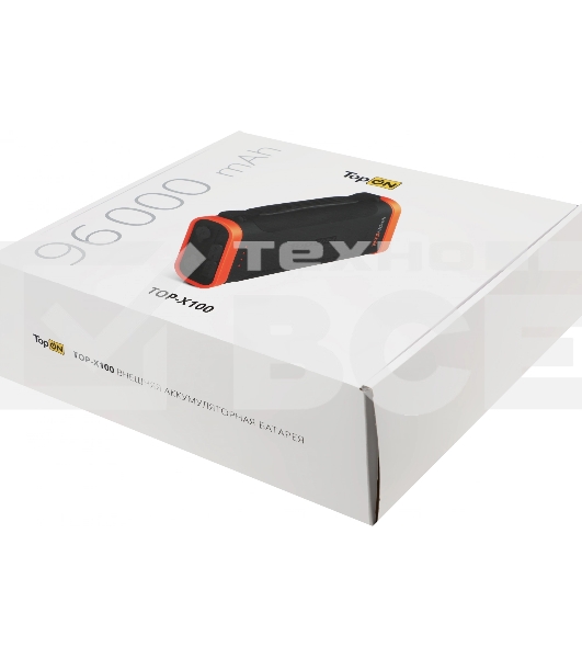 Универсальный внешний аккумулятор TopON TOP-X100 96000mAh USB-C PD3.0 60W,USB1 QC3.0,USB2 12W,2 авторозетки 180W,фонарь, защита от пыли и брызг.Черный
