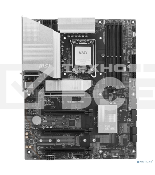 Материнская плата MSI PRO B860-P WIFI, LGA 1851, Intel B860, 4xDDR5, 4xSATA, 3xM.2, 1xPCIe 5.0 x16, 1xPCIe 4.0 x4, 2xPCIe 4.0 x1, 1xHDMI, 1xDP, 1xUSB-C, 1x 5Gb LAN, 2xUSB-A 3.2 Gen 2, 2xUSB-A 3.2 Gen 1, 4xUSB-A 2.0, 3x3.5 мм, 7.1, Wi-Fi 7, ATX