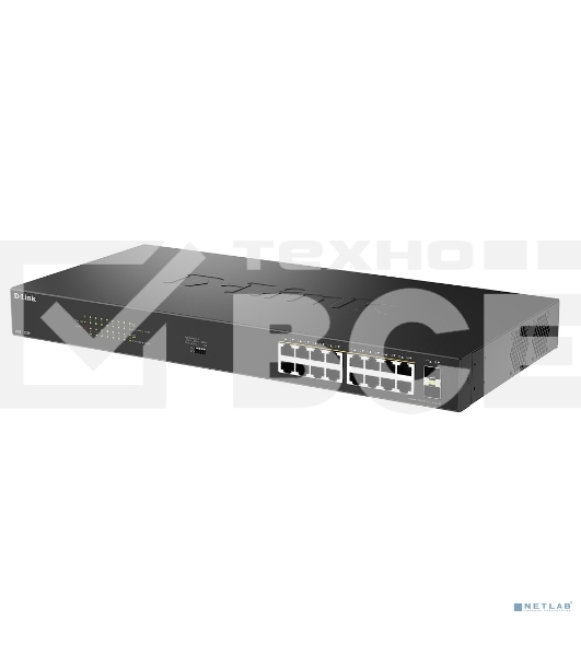 Коммутатор D-Link DGS-1018P DGS-1018P/B1A 16x1 Гбит/с 2SFP 16PoE 240W неуправляемый
