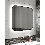 Зеркало Bau Black Rand 80х70, с LED фоновой подсветкой, бесконтактным сенсором, черной окантовкой, фото2