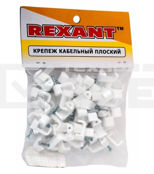 Крепеж кабеля плоский 12 х 6 мм, белый (упак. 50 шт)  Rexant