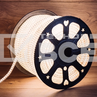 Лента LED 220 В, 6.5x15 мм, IP67, SMD 3014, 240 LED/m, цвет свечения теплый белый, 100 м