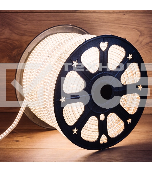 Лента LED 220 В, 6.5x15 мм, IP67, SMD 3014, 240 LED/m, цвет свечения теплый белый, 100 м