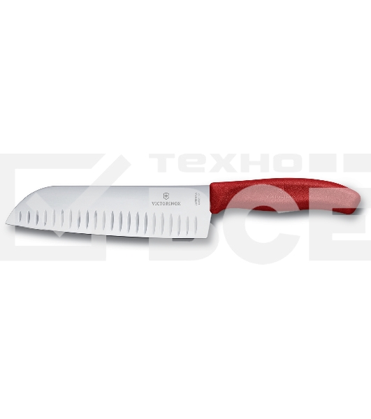 Нож кухонный Victorinox Swiss Classic (6.8521.17B) стальной сантоку лезв.170мм прямая заточка красный блистер