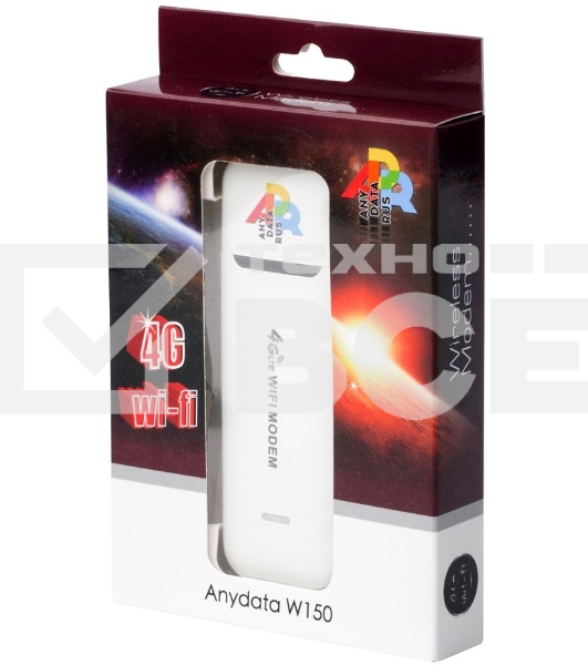 Модем 3G/4G Anydata W150 USB Wi-Fi Firewall +Router внешний белый