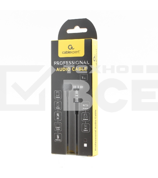 Кабель Cablexpert аудио 90˚ CCAB-01-35MML-1MB, 3.5 Jack (M)/3.5 Jack (M), черный, 1м, блистер