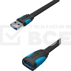 Кабель-удлинитель Vention USB 3.0 AM/AF - 2 м плоский VAS-A13-B200, фото3