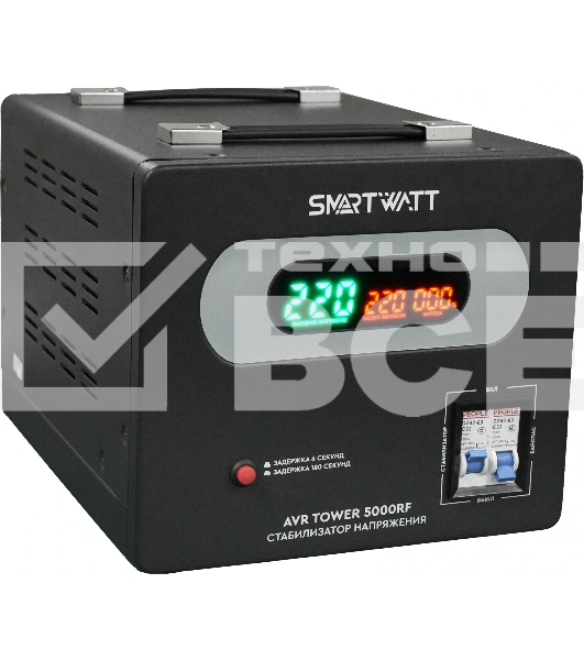 Напольный стабилизатор напряжения SMARTWATT AVR TOWER 5000RF (140W - 260W, 5000VA, 5 кВт, 50-60 Гц, LED-дисплей, релейны
