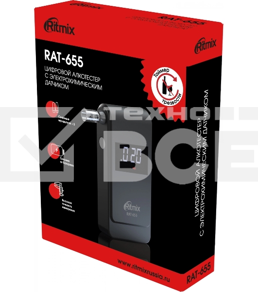 Алкотестер Ritmix RAT-655 электрохимический черный