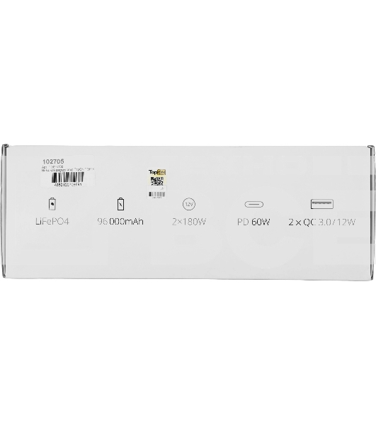 Универсальный внешний аккумулятор TopON TOP-X100 96000mAh USB-C PD3.0 60W,USB1 QC3.0,USB2 12W,2 авторозетки 180W,фонарь, защита от пыли и брызг.Черный