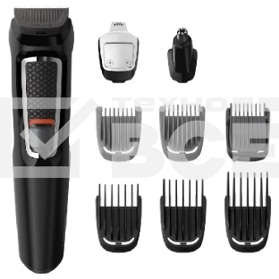 Триммер Philips MG3740/15 черный (насадок в компл:9шт)