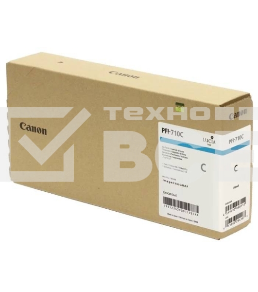 Картридж струйный Canon PFI-710 C 2355C001 голубой (700 мл) для Canon TX-2000/TX-3000/TX-4000
