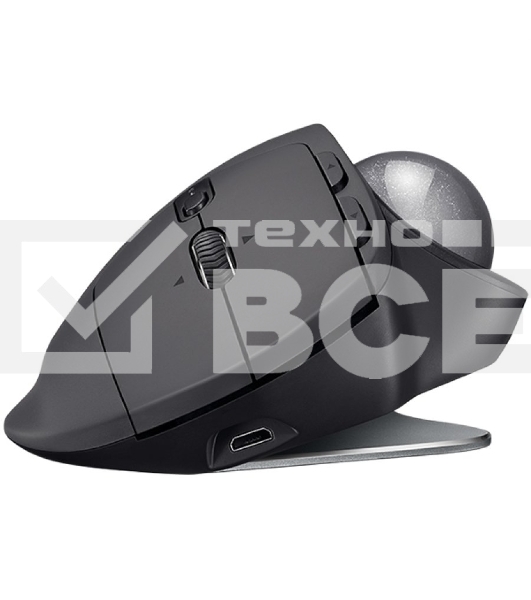 Трекбол беспроводной Logitech MX Ergo графитовый, 2048 dpi, радиоканал, Bluetooth, USB, кнопки - 8