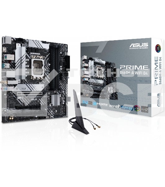 Материнская плата ASUS PRIME B660M-A WIFI D4, Socket LGA 1700, Intel B660, 4xDDR4, 4xSATA, 2xM.2, 1xPCIe 4.0 x16, 1xPCIe 3.0 x16, 1xDP, 2xHDMI, 1x 1Gb LAN, 2xUSB-A 3.2 Gen 2, 4xUSB-A 2.0, 3x3.5 мм, 7.1, mATX