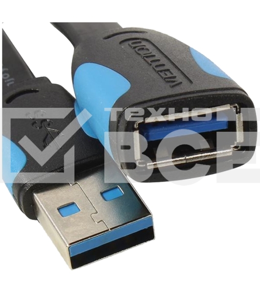 Кабель-удлинитель Vention USB 3.0 AM/AF - 2 м плоский VAS-A13-B200