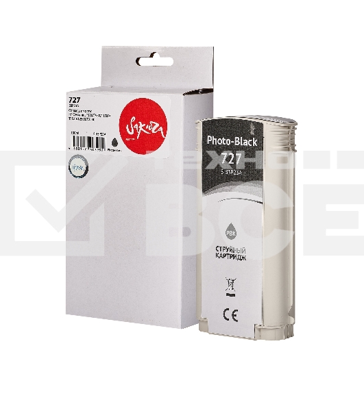 Струйный картридж Sakura B3P23A (№727 Photo Black) для HP, фото-черный, 130 мл.