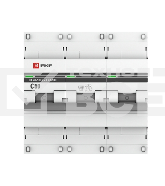 Автоматический выключатель EKF mcb47100-3-50C-pro  3P 50А (C) 10kA ВА 47-100 EKF PROxima