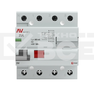 Выключатель дифференциального тока (УЗО) Averes DV 4P 25А/300мА (AC) электромеханическое