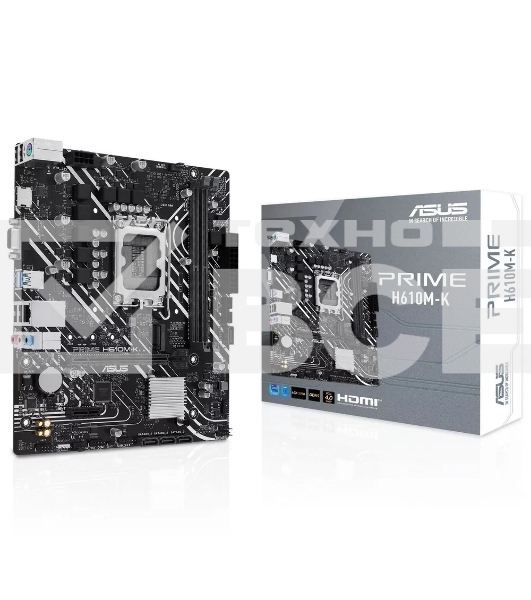 Материнская плата ASUS PRIME H610M-K, LGA 1700, Intel H610, 2xDDR5, 4xSATA, 1xM.2, 1xPCIe 4.0 x16, 1x1Gb LAN, 2xUSB-A 3.2 Gen 1, 4xUSB-A 2.0, 1xHDMI, 1xVGA, 3x3.5 мм, 1xRS-232, 7.1, mATX