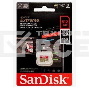 Флеш карта microSD 512GB SanDisk microSDXC Class 10 UHS-I A2 C10 V30 U3 Extreme 190MB/s