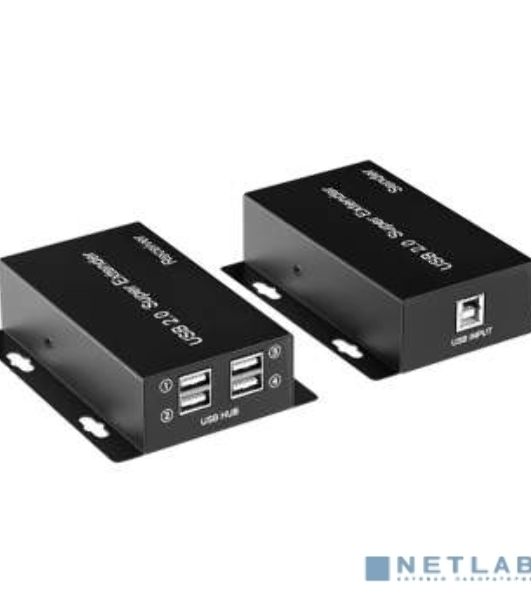 Удлинитель ORIENT VE02U4P USB2.0 до 50 м по витой паре Cat6/6е, USB2.0 хаб 4 порта, питание от внешнего БП (31322)