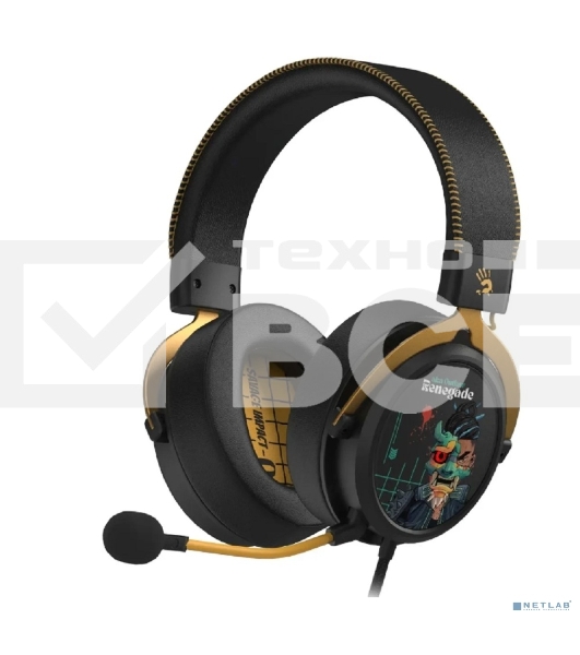 Наушники с микрофоном A4Tech Bloody M595 Renegade черный/рисунок 2.3м мониторные USB оголовье (M595)