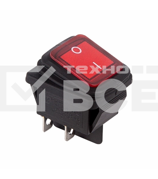 Выключатель клавишный 250V 15А (4с) ON-OFF красный с подсветкой ВЛАГОЗАЩИТА (RWB-507) Rexant (в упак. 1шт.)