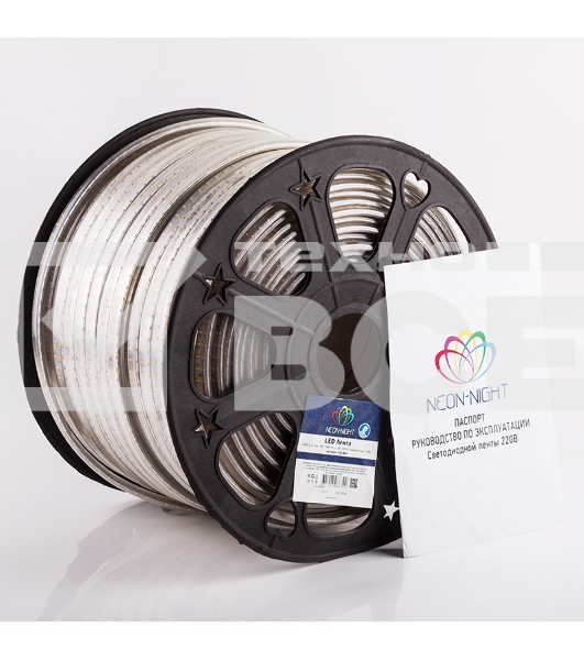 Лента LED 220 В, 6.5x15 мм, IP67, SMD 3014, 240 LED/m, цвет свечения теплый белый, 100 м