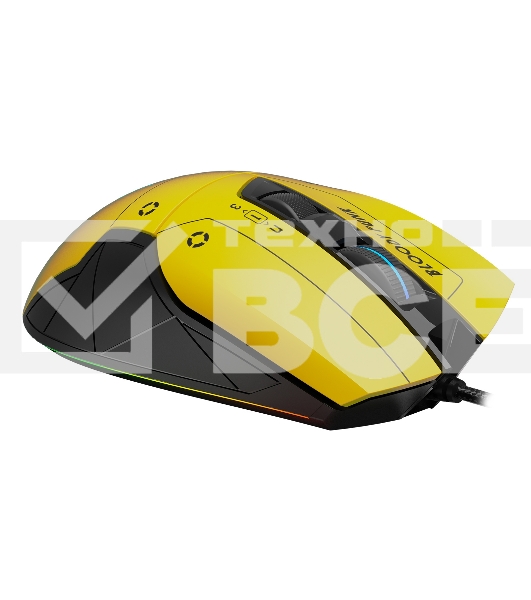 Мышь проводная A4Tech Bloody W70 Max желтый/черный, 10000 dpi, USB, кнопки - 9