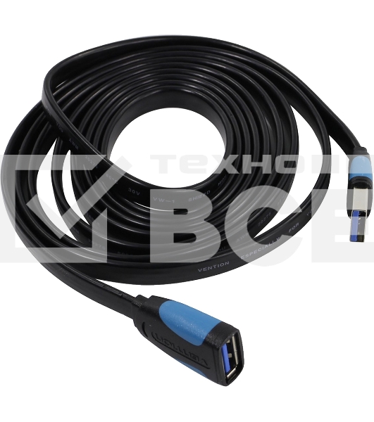Кабель-удлинитель Vention USB 3.0 AM/AF - 2 м плоский VAS-A13-B200