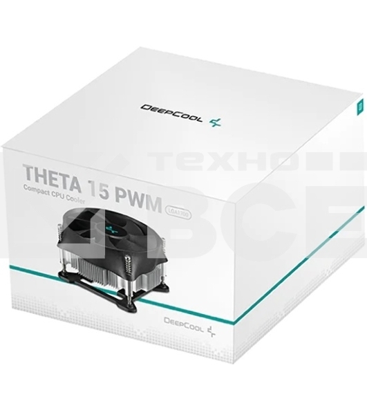 Кулер для процессора DEEPCOOL THETA 15 PWM черный, 100 мм, алюминий, 2800 об/мин, 36 дБ, 4 pin, 65 Вт, 52 мм