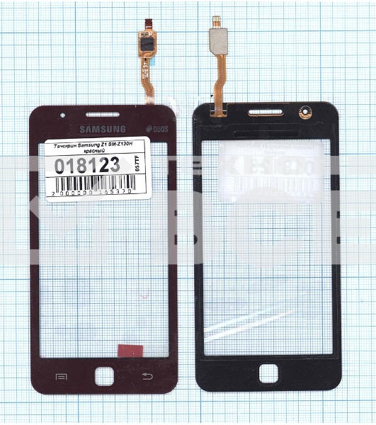 Сенсорное стекло (тачскрин) для Samsung Z1 SM-Z130H красное