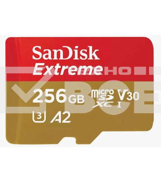 Флеш карта microSD 256GB SanDisk microSDXC Class 10 UHS-I A2 C10 V30 U3 Extreme 190MB/s