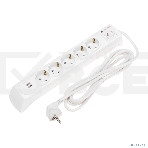 Сетевой фильтр 5 гнезд, 3м, 3х1,5мм², с автовыкл, 2 USB, белый KRANZ, фото2