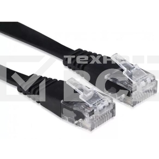 Патч-корд Buro BU-C6-FLAT-2M-B cat.5E molded 2м черный RJ-45 (m)-RJ-45 (m)