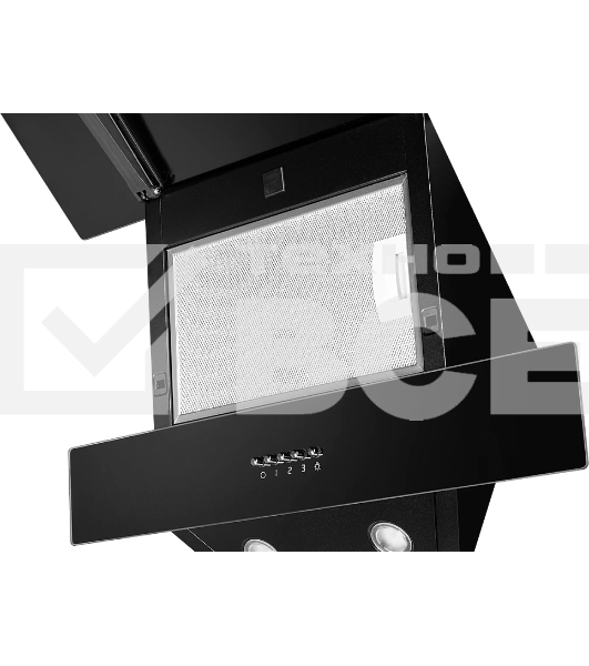 Наклонная вытяжка Monsher LAVAL 60 Noir, ширина 60 см, отвод/рециркуляция, 900 м3/час, электронноесенсорное управление, 3 скорости, светодиодное освещение 2*1 Вт, металлические жироулавливающие фильтры, угольный фильтр KM 102 (опция), цвет: чёрный ПРОМО