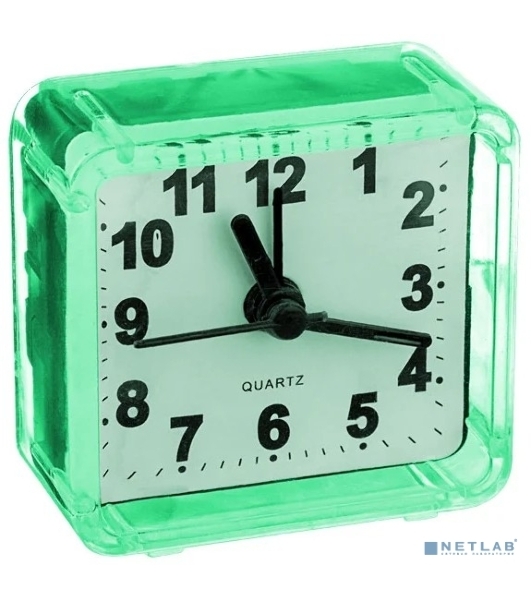 Часы-будильник Perfeo Quartz 'PF-TC-001', квадратные 5,5*5,5 см, зеленые