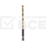 Сверло по металлу Kranz 4,5 мм, Р6М5, ТИТАН, шестигранный хвостовик (1 шт. в упаковке) DIN 338, фото 1